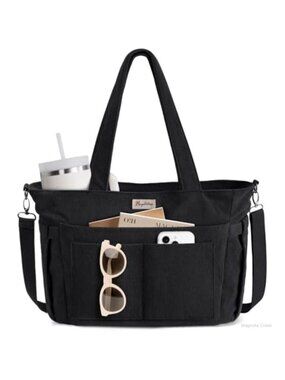 Corduroy Tote Bag for Women 17 Pockets Fits 15.6" Laptop